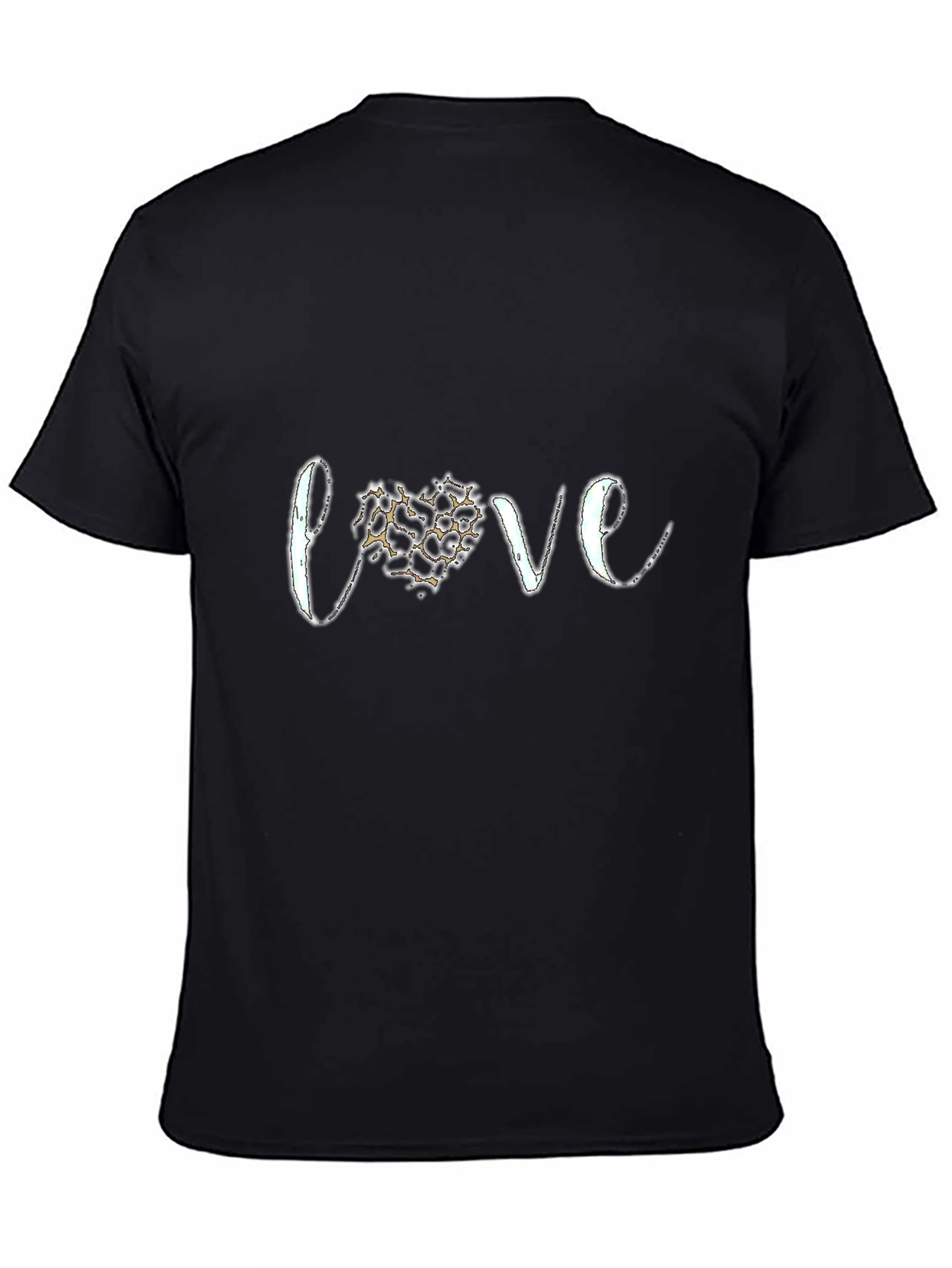 Love Leopard Print Heart Graphic Tee - Black
