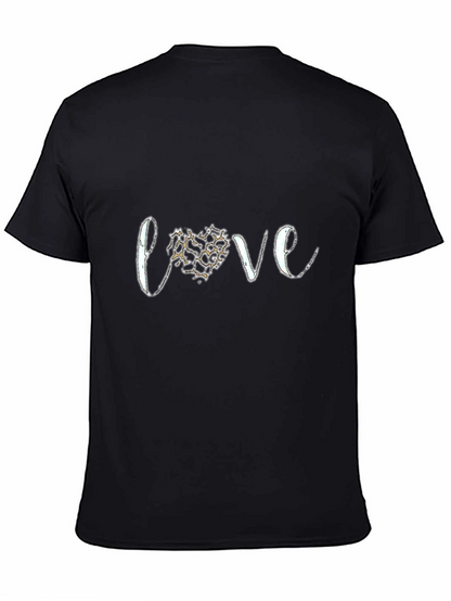 Love Leopard Print Heart Graphic Tee - Black