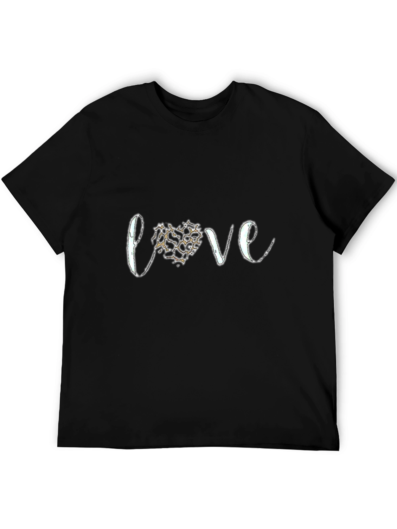 Love Leopard Print Heart Graphic Tee - Black