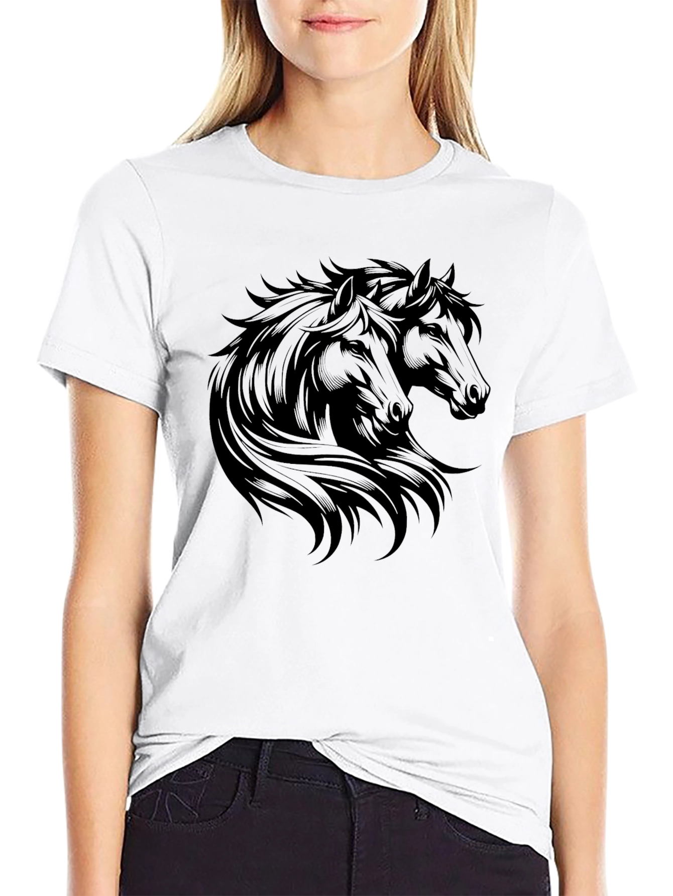 Black Horse Graphic Tee - Stylish Mens T-Shirt