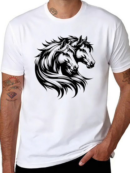 Black Horse Graphic Tee - Stylish Mens T-Shirt