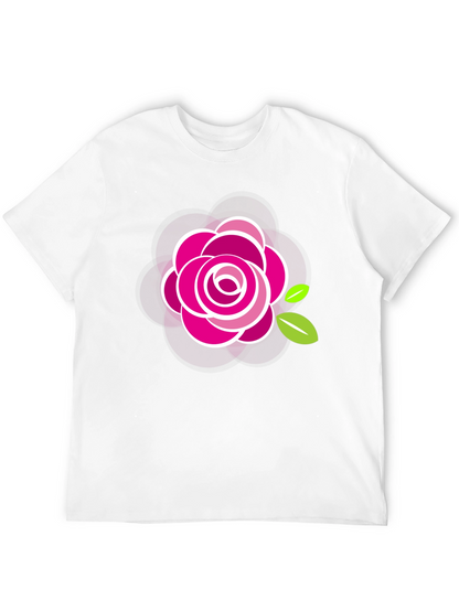 Black T-Shirt with Stylish Rose Design