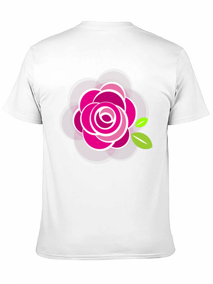 Black T-Shirt with Stylish Rose Design
