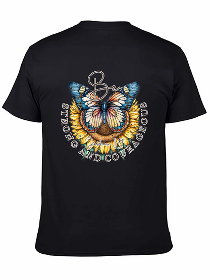 Be Strong and Courageous Butterfly Sunflower T-Shirt