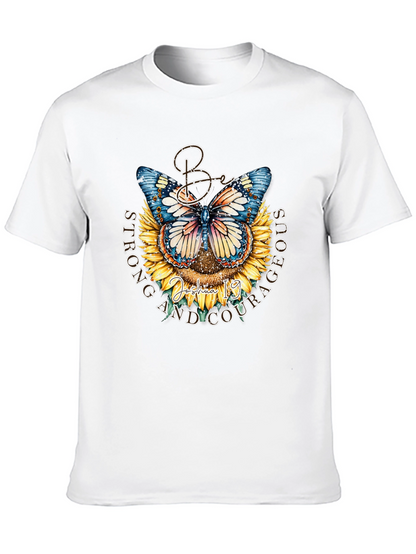 Be Strong and Courageous Butterfly Sunflower T-Shirt