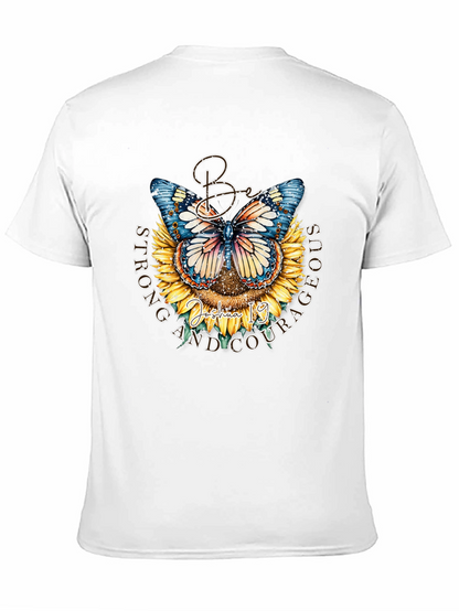 Be Strong and Courageous Butterfly Sunflower T-Shirt