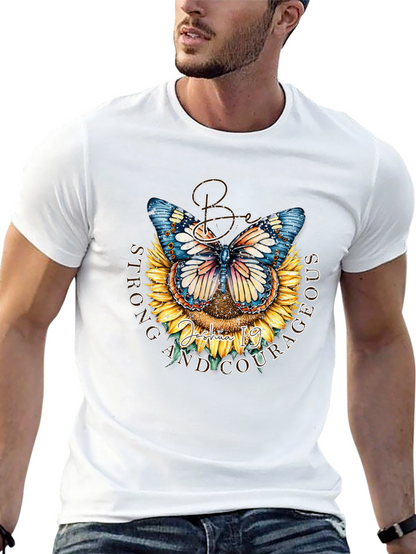 Be Strong and Courageous Butterfly Sunflower T-Shirt