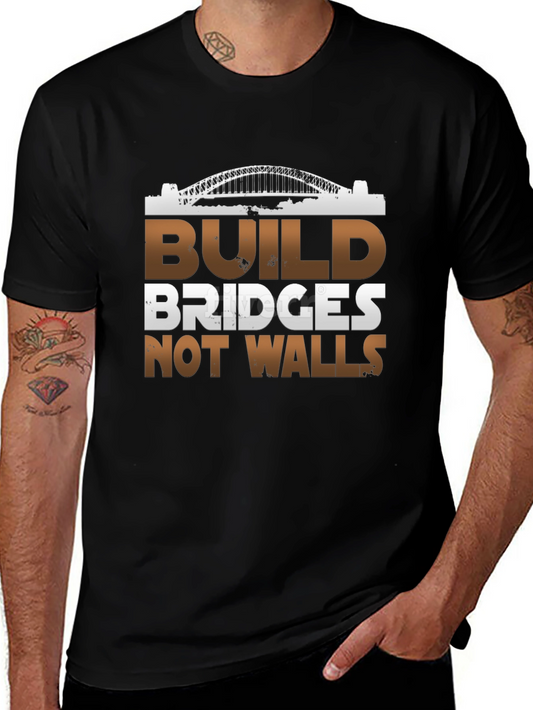 Build Bridges Not Walls Graphic Tee - Black