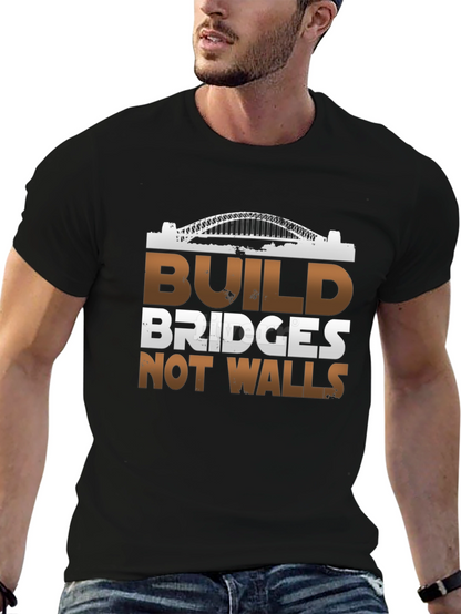 Build Bridges Not Walls Graphic Tee - Black