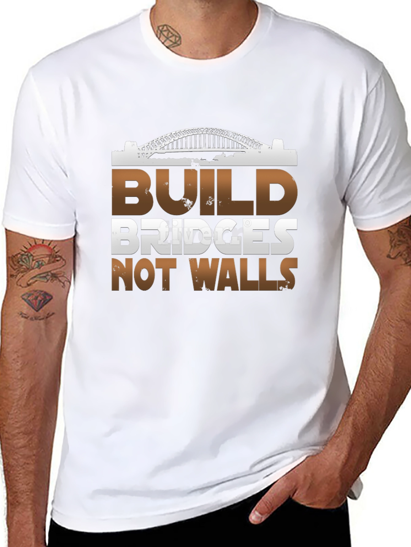 Build Bridges Not Walls Graphic Tee - Black