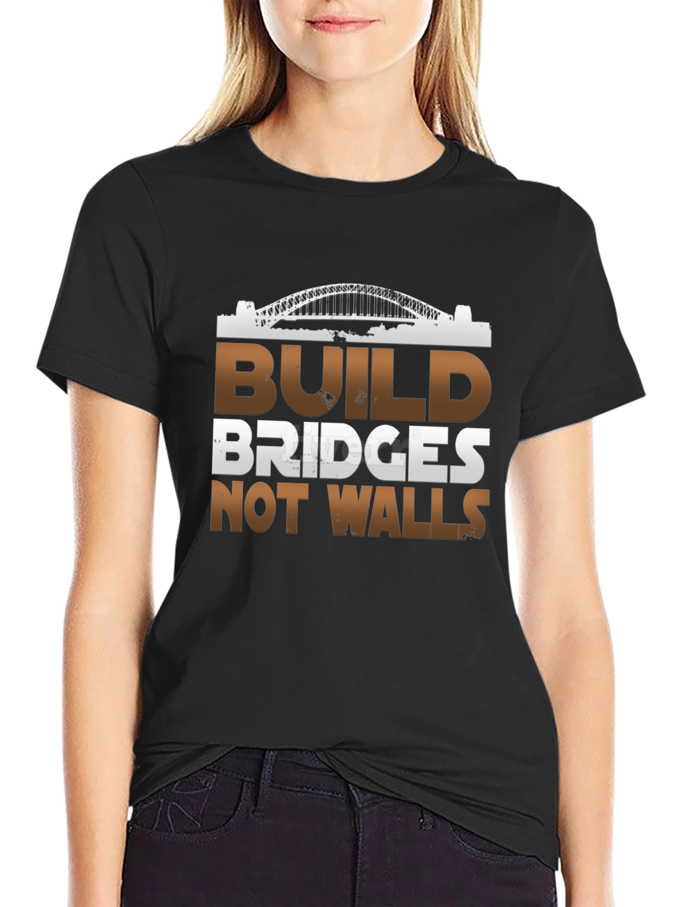 Build Bridges Not Walls Graphic Tee - Black