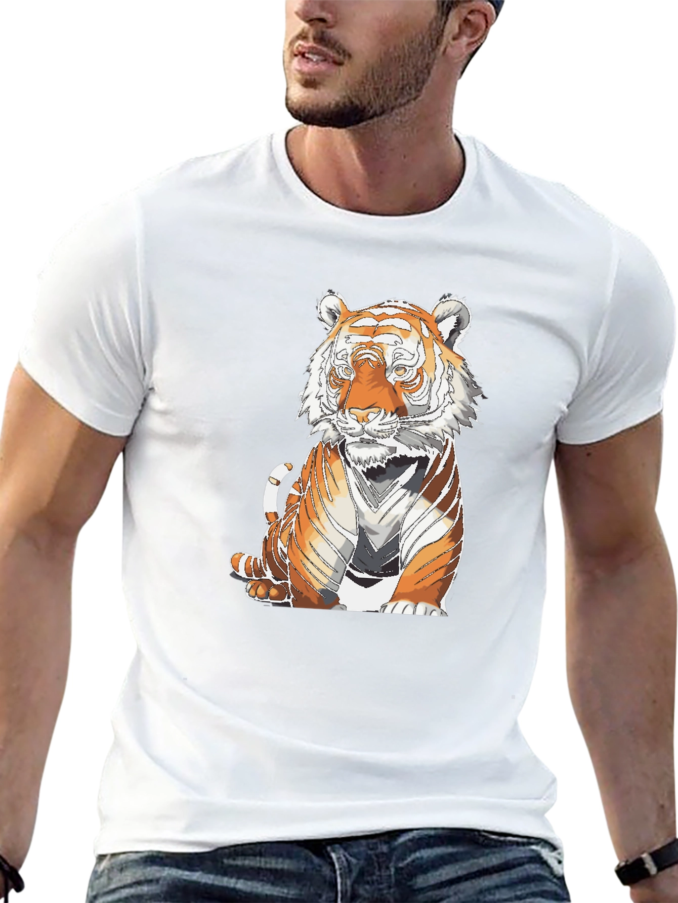 Tiger Graphic Print Black T-Shirt