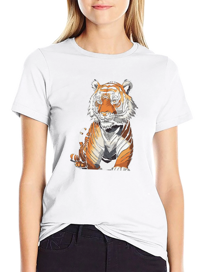 Tiger Graphic Print Black T-Shirt
