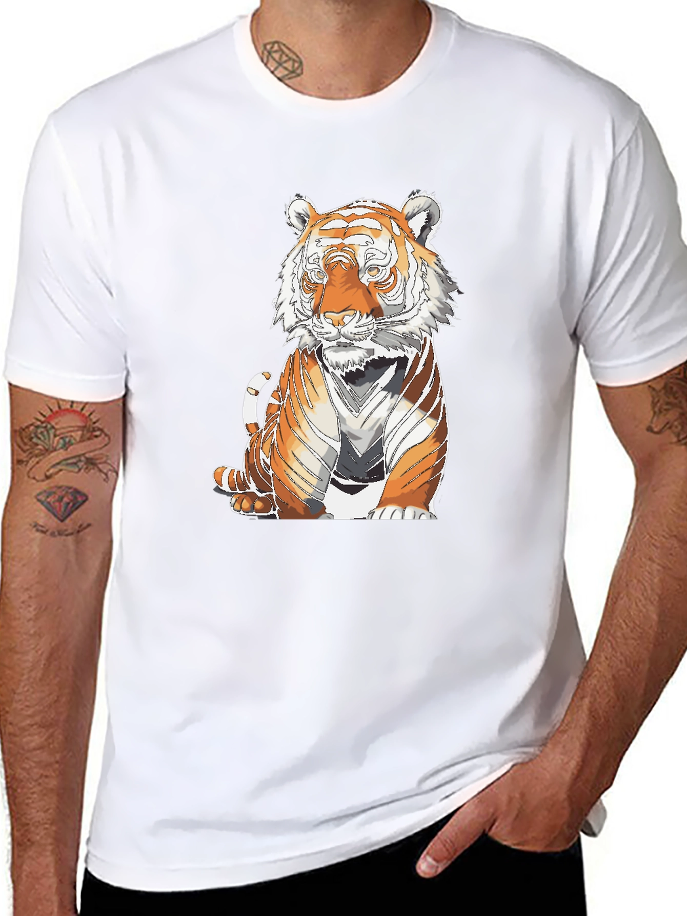 Tiger Graphic Print Black T-Shirt