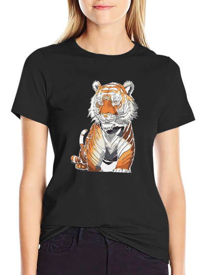 Tiger Graphic Print Black T-Shirt