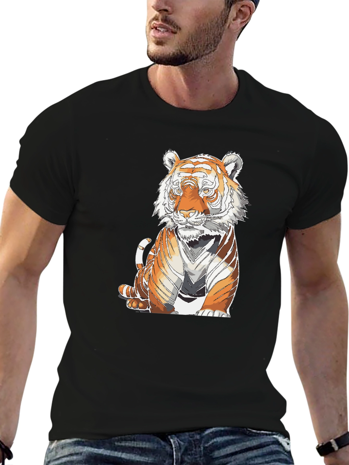 Tiger Graphic Print Black T-Shirt