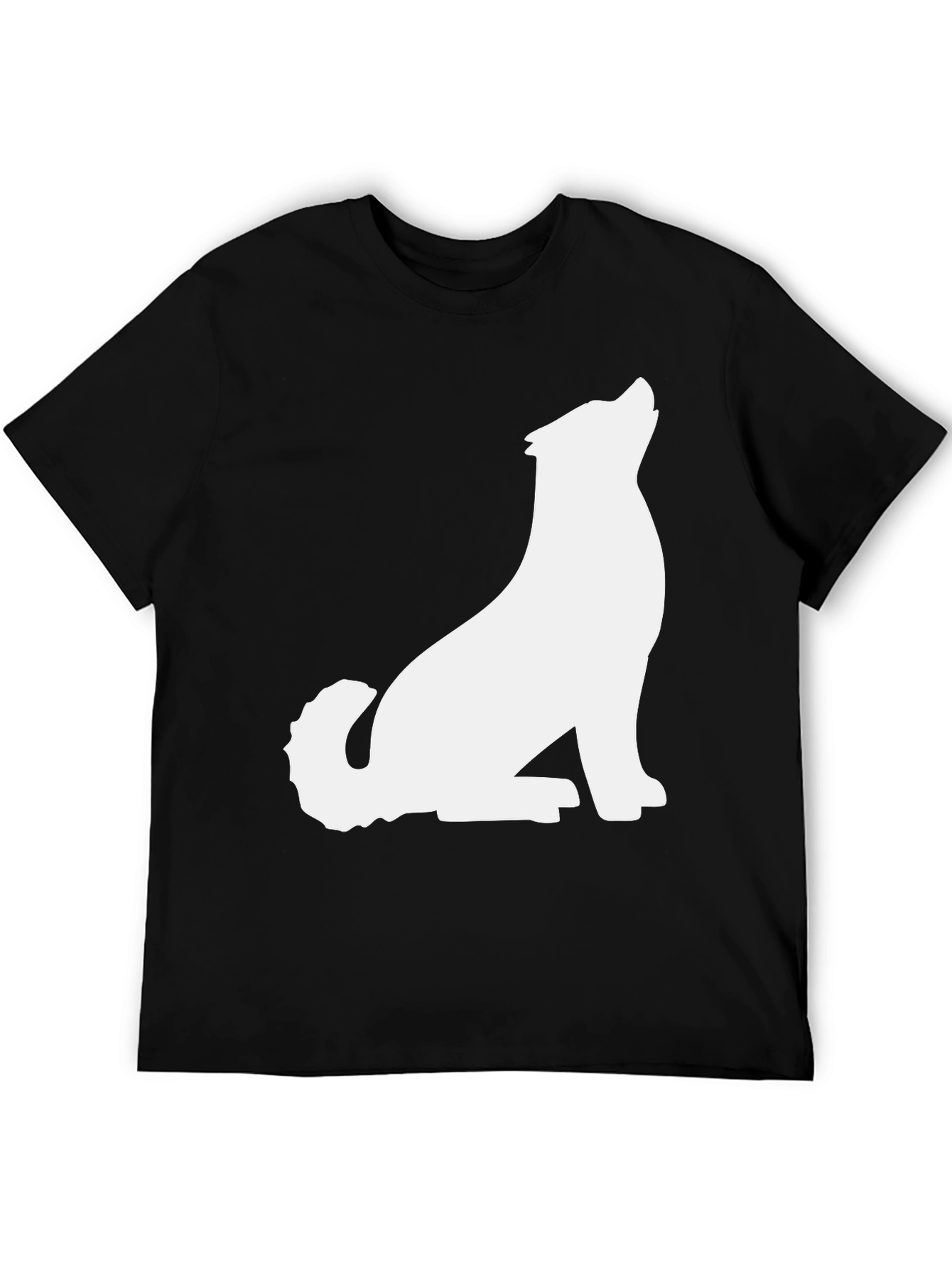 Black T-Shirt with White Wolf Graphic