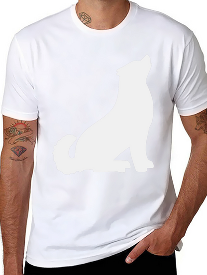Black T-Shirt with White Wolf Graphic
