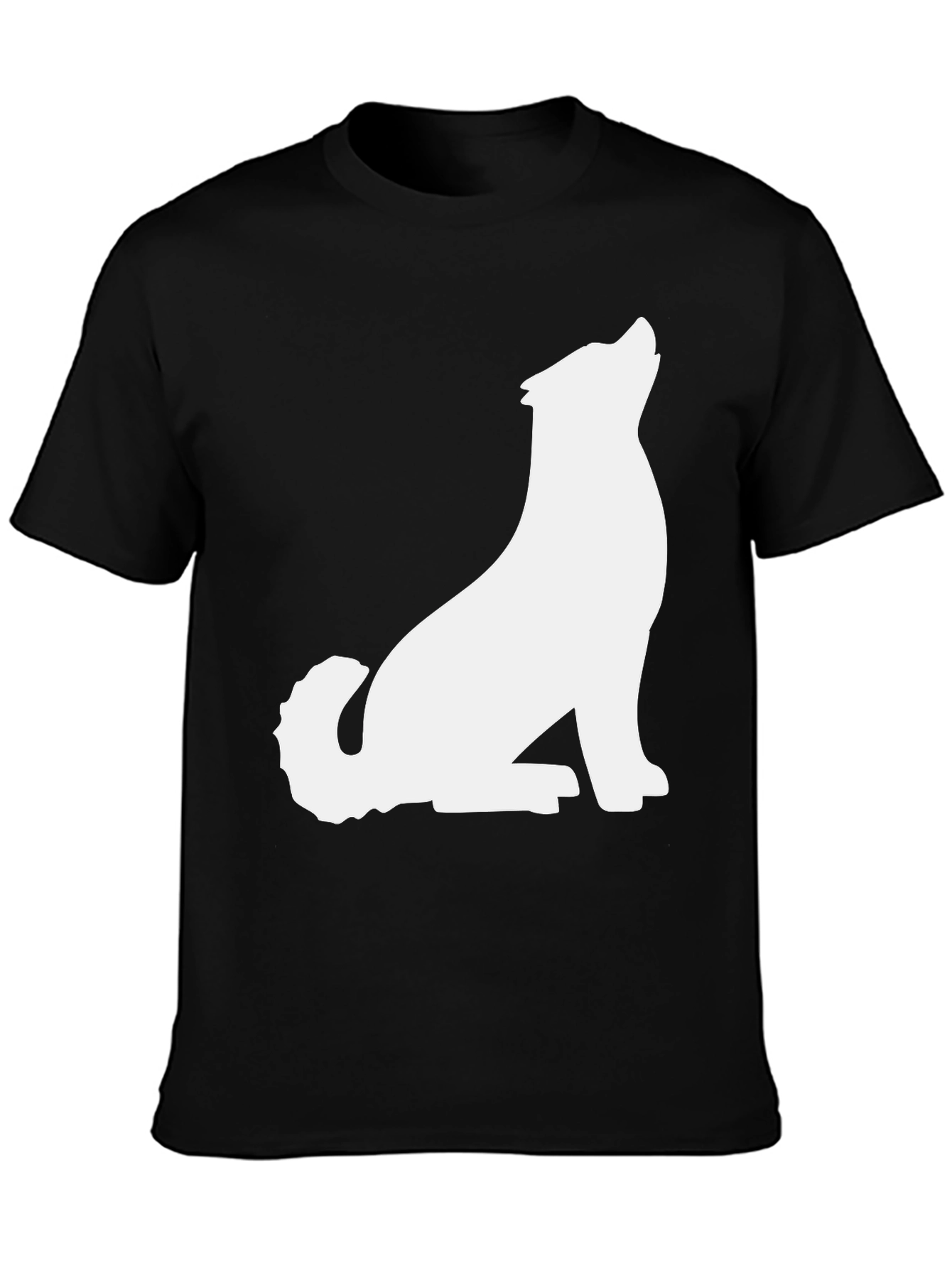 Black T-Shirt with White Wolf Graphic