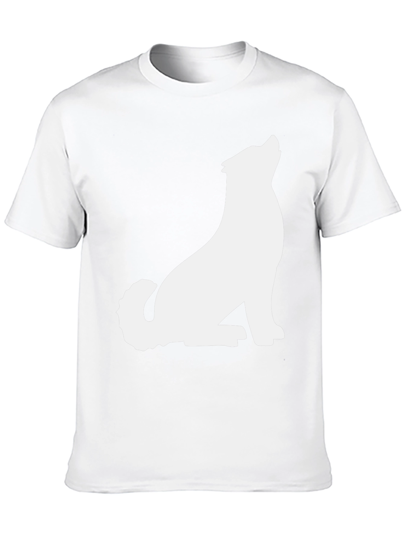 Black T-Shirt with White Wolf Graphic