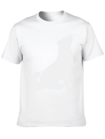 Black T-Shirt with White Wolf Graphic
