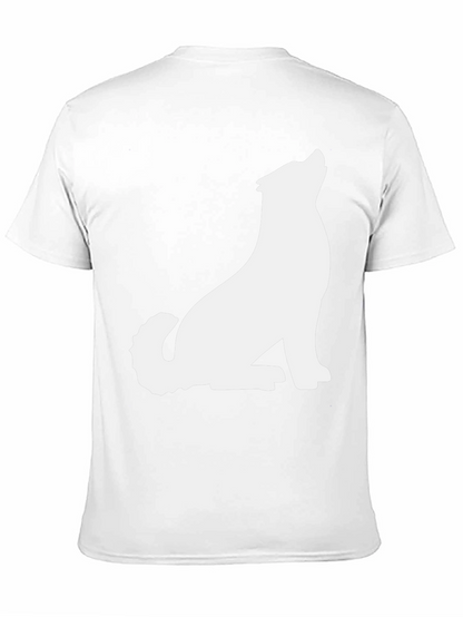 Black T-Shirt with White Wolf Graphic