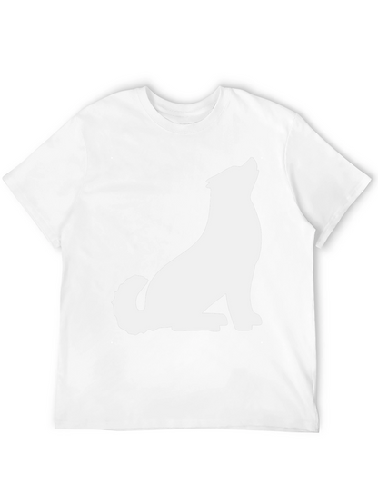 Black T-Shirt with White Wolf Graphic