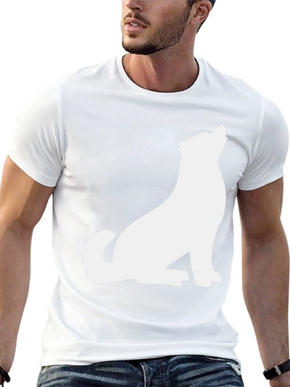 Black T-Shirt with White Wolf Graphic
