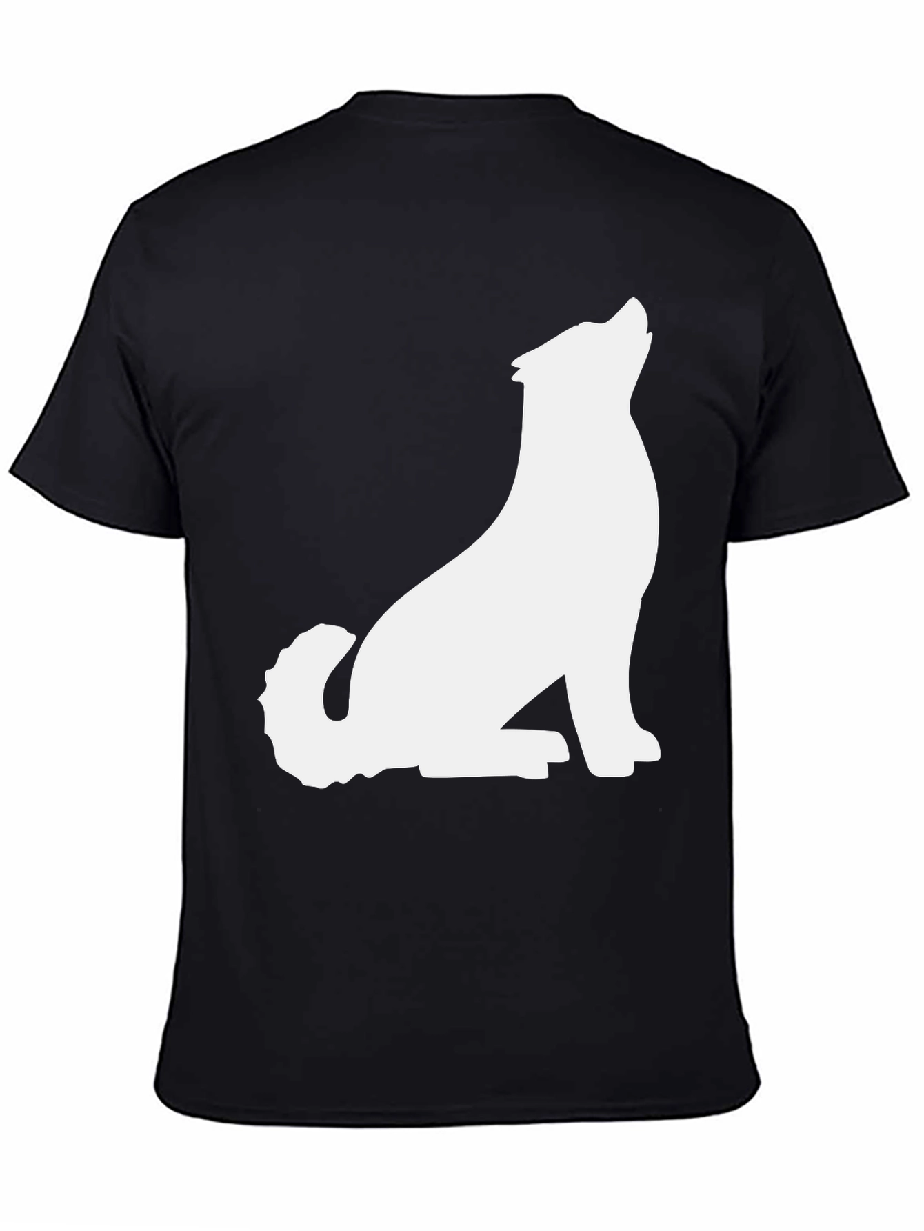Black T-Shirt with White Wolf Graphic