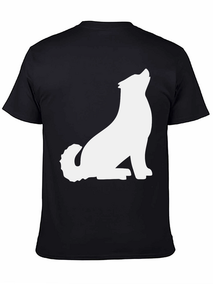 Black T-Shirt with White Wolf Graphic