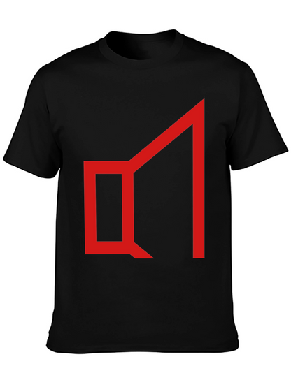 Abstract Geometric Graphic Tee - Red on Black