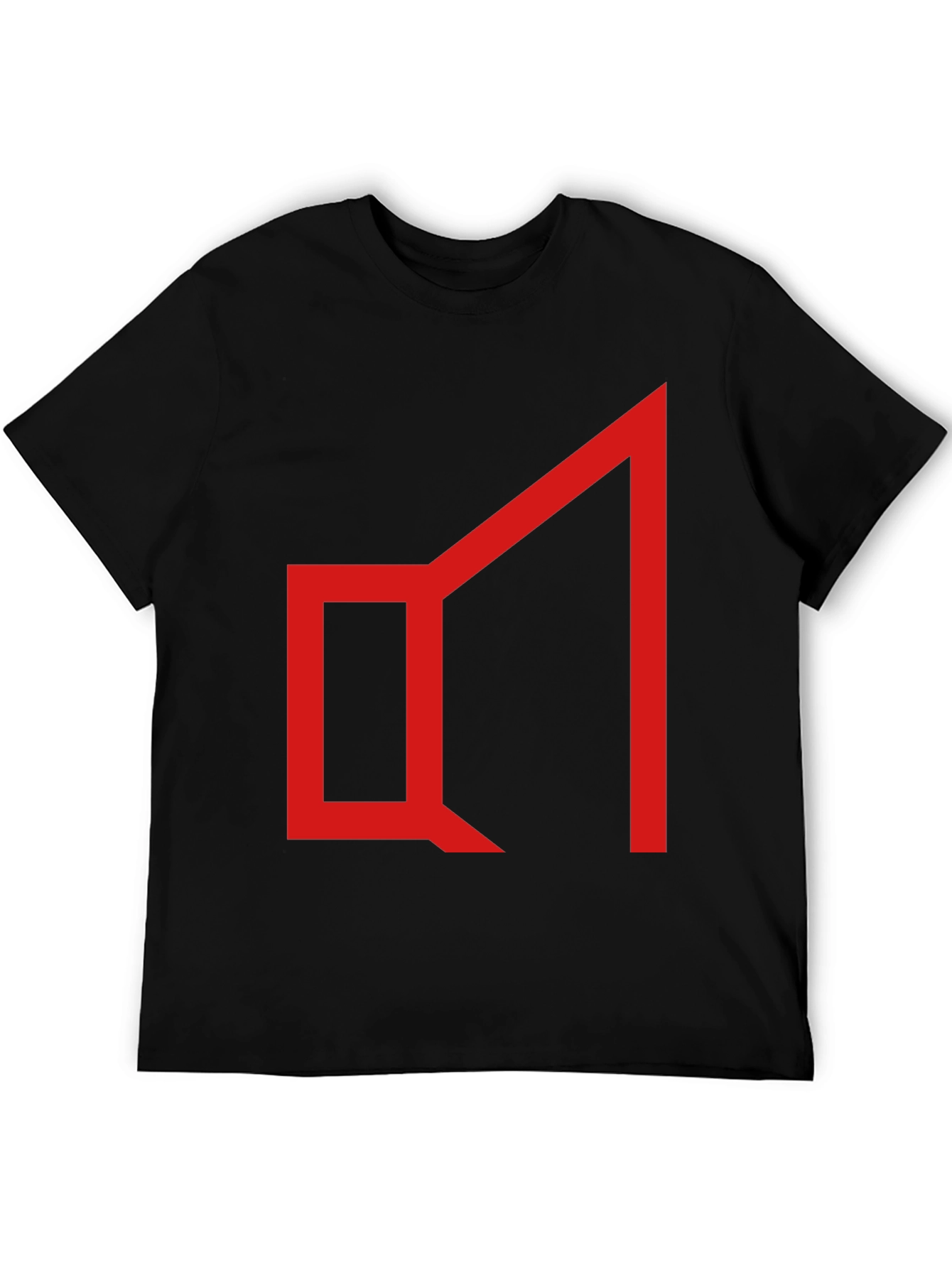 Abstract Geometric Graphic Tee - Red on Black