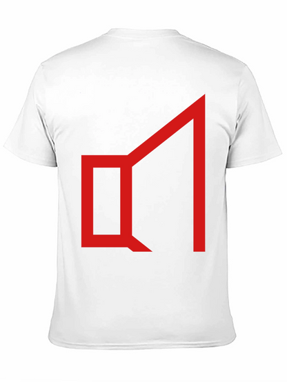 Abstract Geometric Graphic Tee - Red on Black