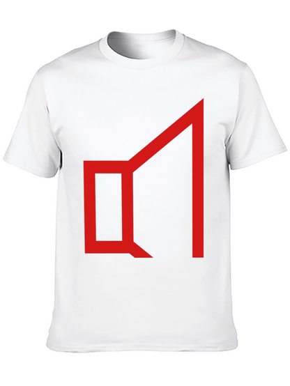 Abstract Geometric Graphic Tee - Red on Black