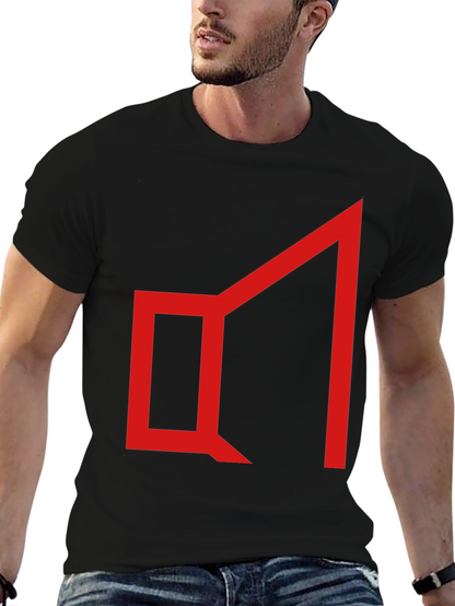 Abstract Geometric Graphic Tee - Red on Black