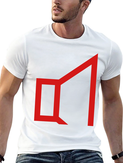 Abstract Geometric Graphic Tee - Red on Black