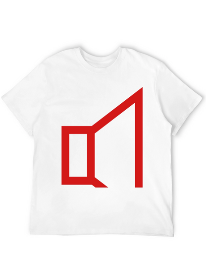 Abstract Geometric Graphic Tee - Red on Black