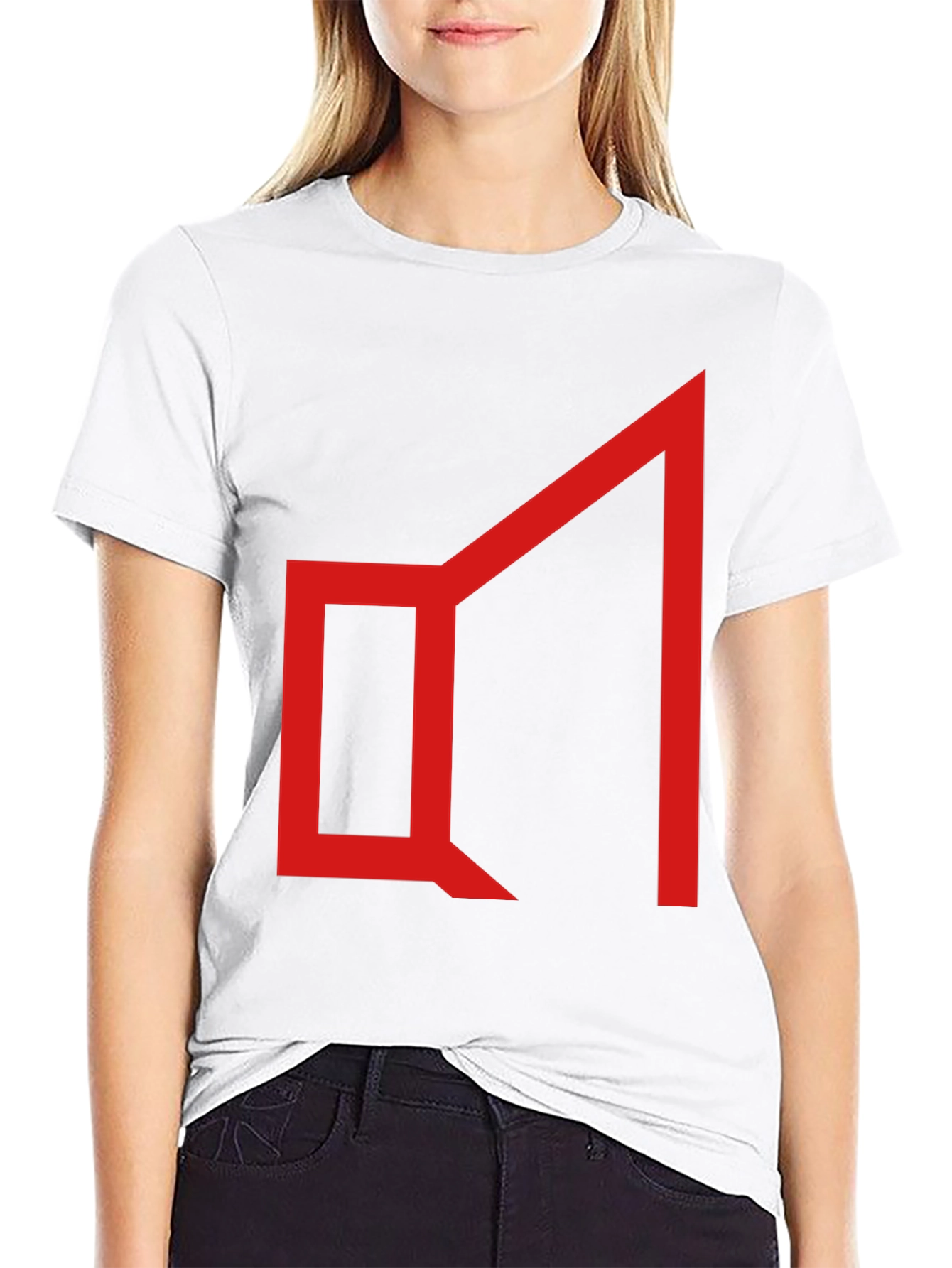 Abstract Geometric Graphic Tee - Red on Black