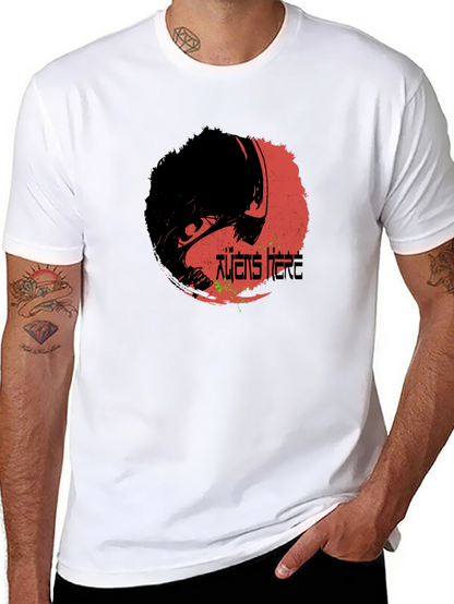 Aliens Here Graphic T-Shirt - Black Cotton Tee