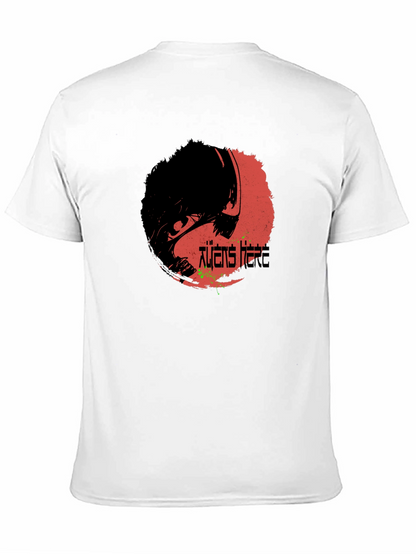 Aliens Here Graphic T-Shirt - Black Cotton Tee