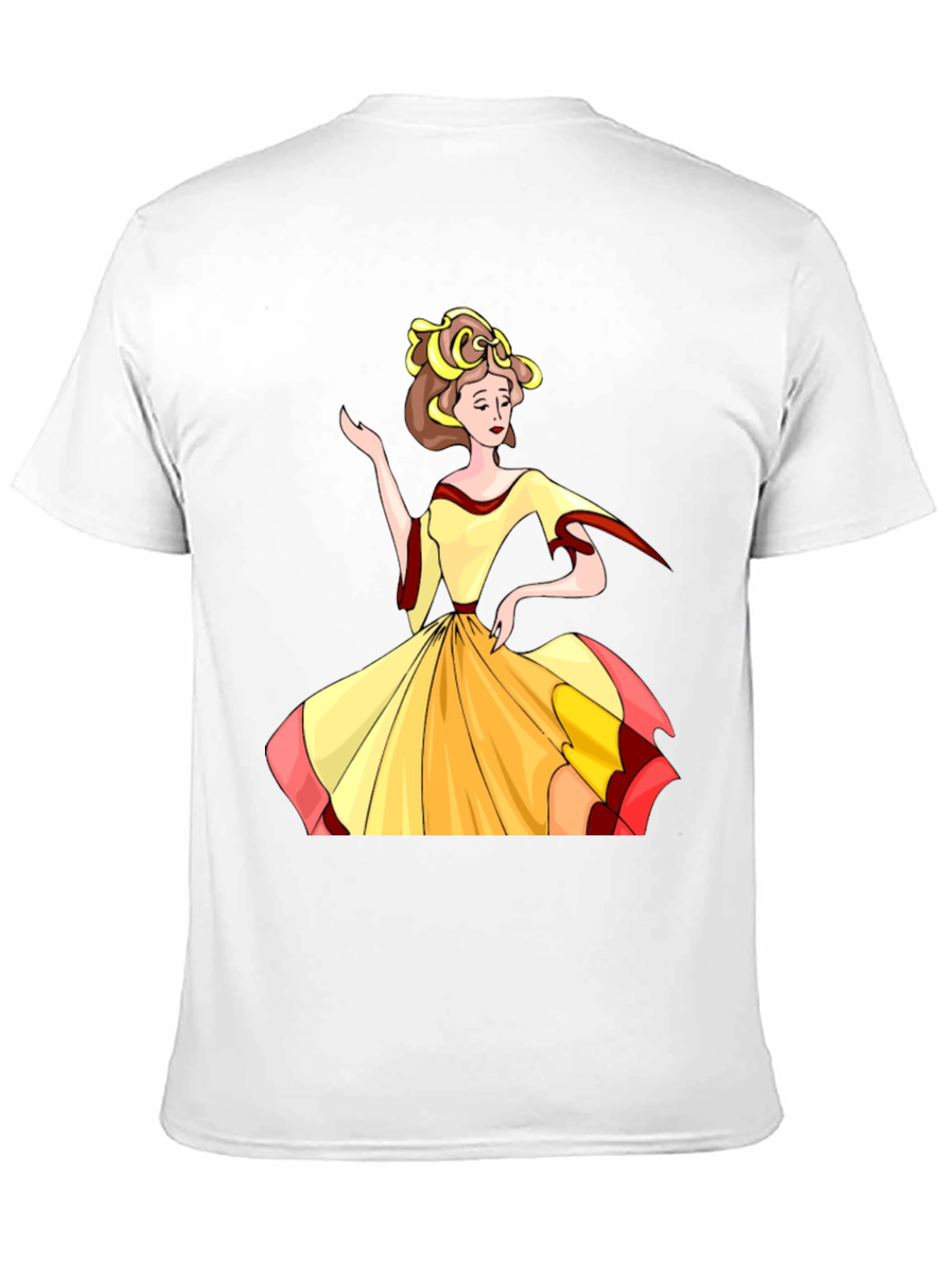 Cartoon Lady Print Black T-Shirt