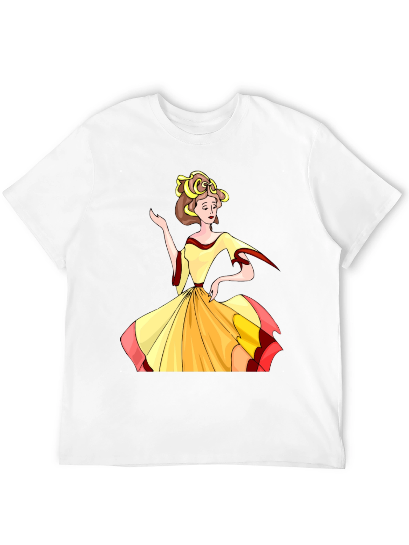 Cartoon Lady Print Black T-Shirt