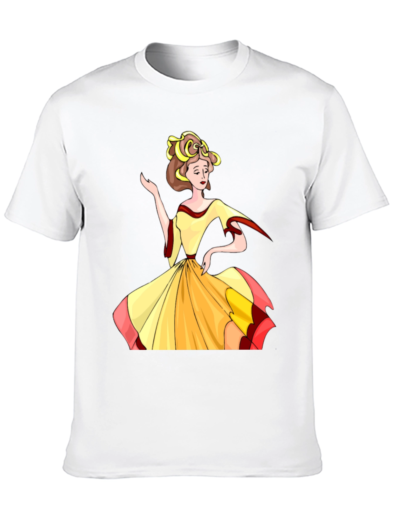 Cartoon Lady Print Black T-Shirt