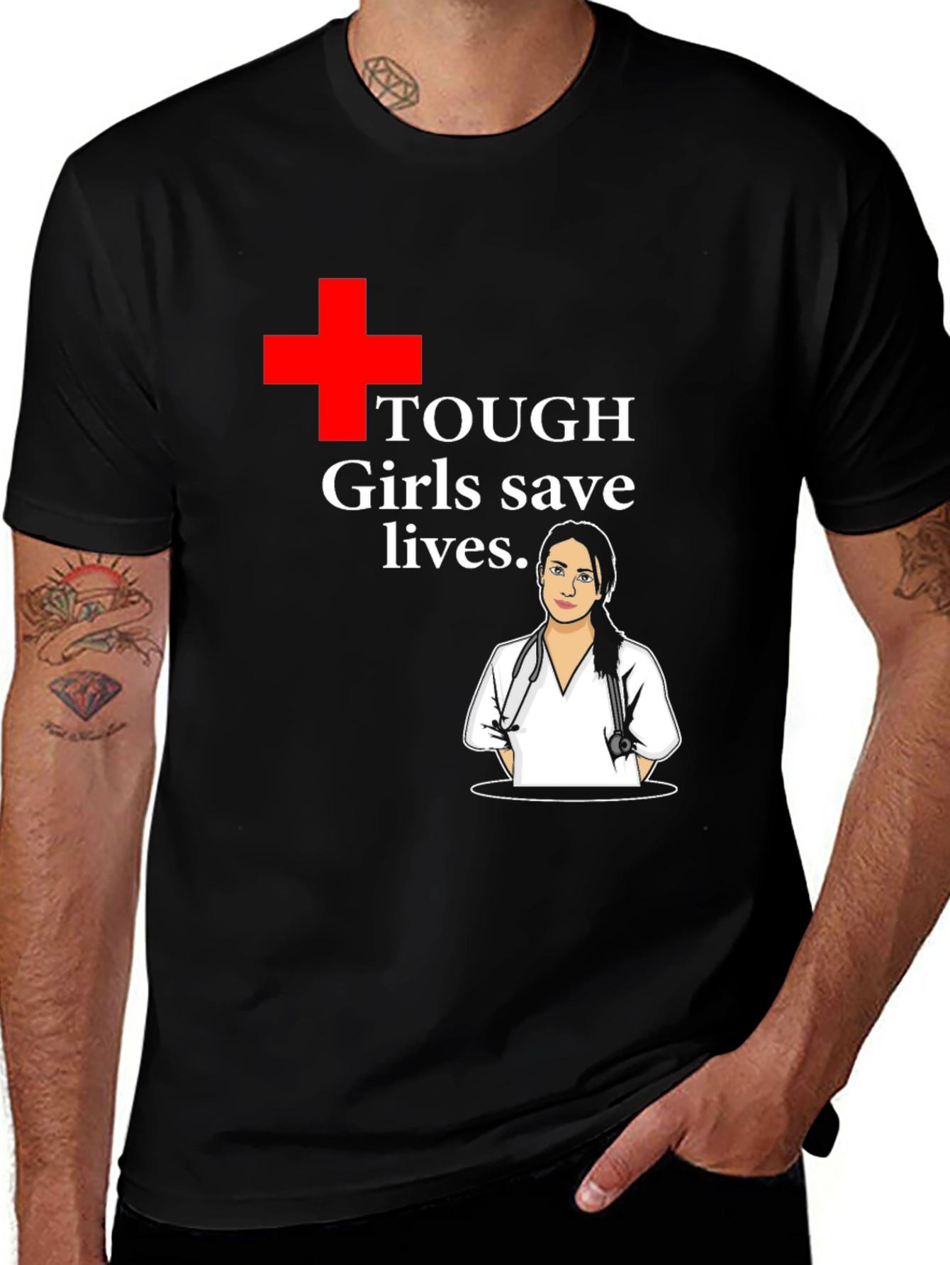 Tough Girls Save Lives T-Shirt - Hero Nurse Tee