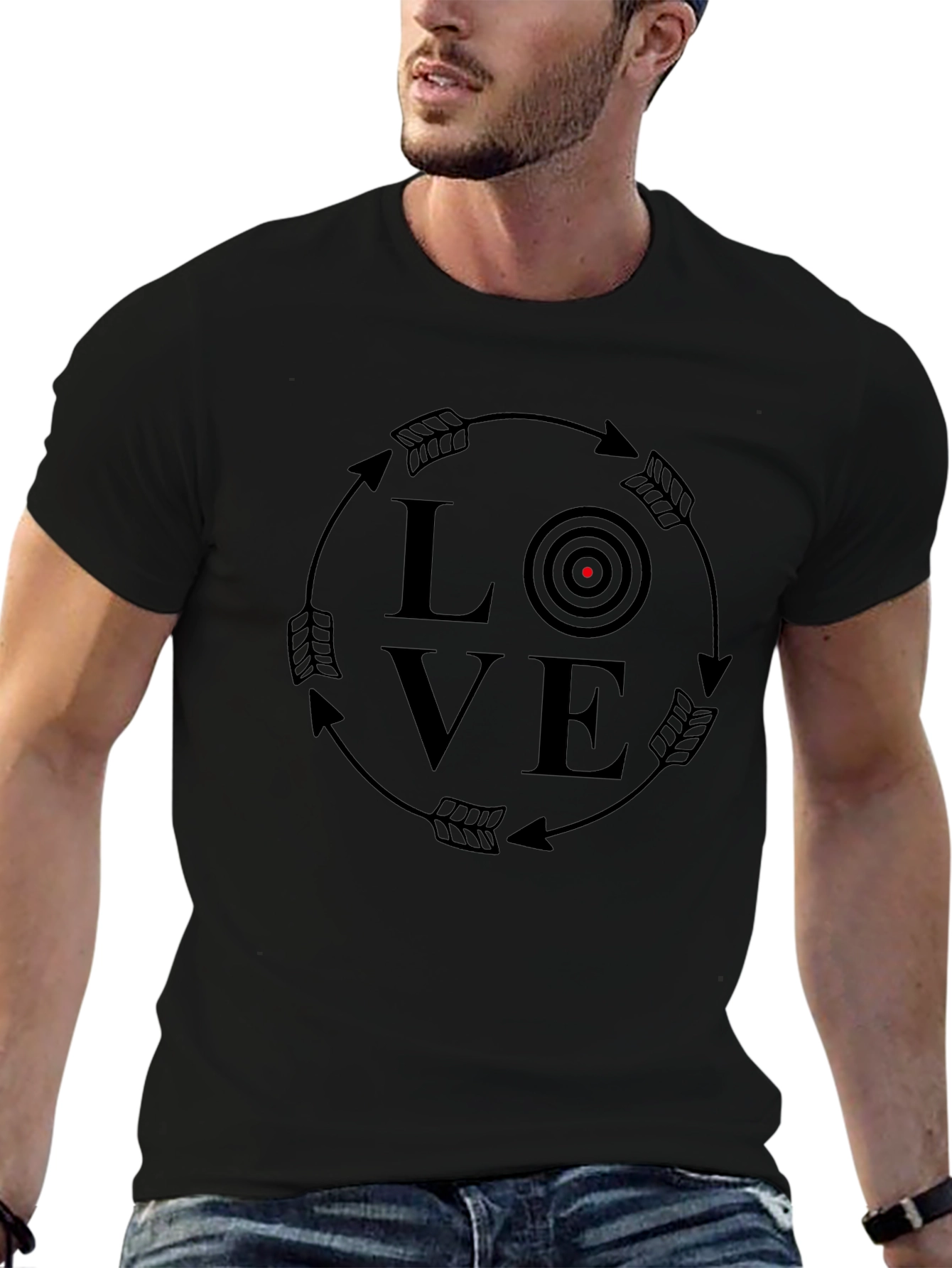 Love Archery Target Black T-Shirt