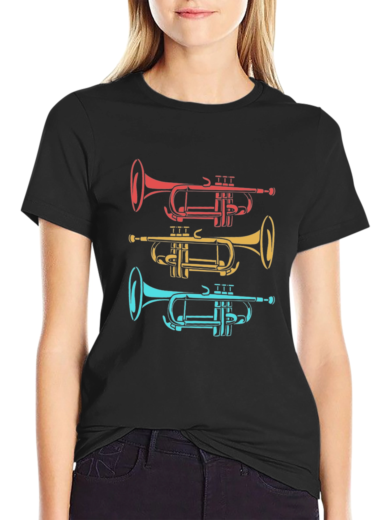 Trumpet Trio Graphic Tee - Cool Music Shirt