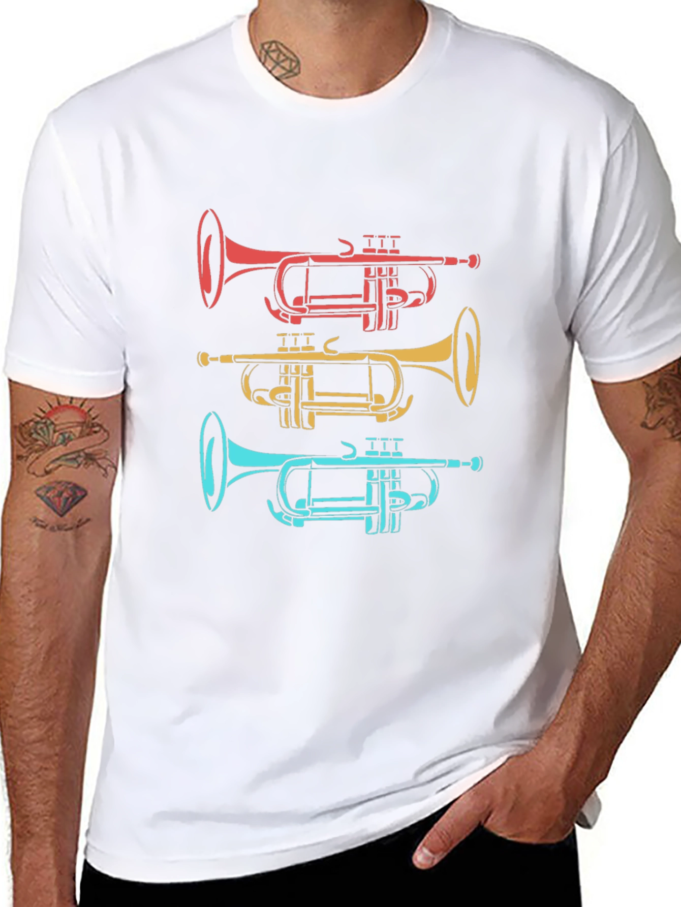 Trumpet Trio Graphic Tee - Cool Music Shirt