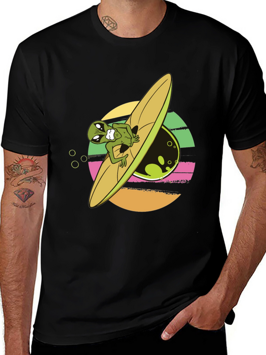 Alien Surfer Graphic Tee - Black T-Shirt