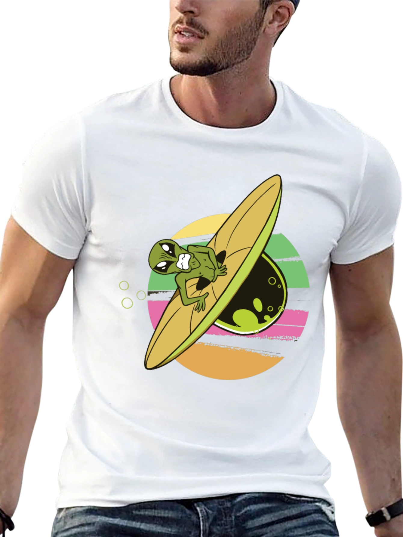 Alien Surfer Graphic Tee - Black T-Shirt