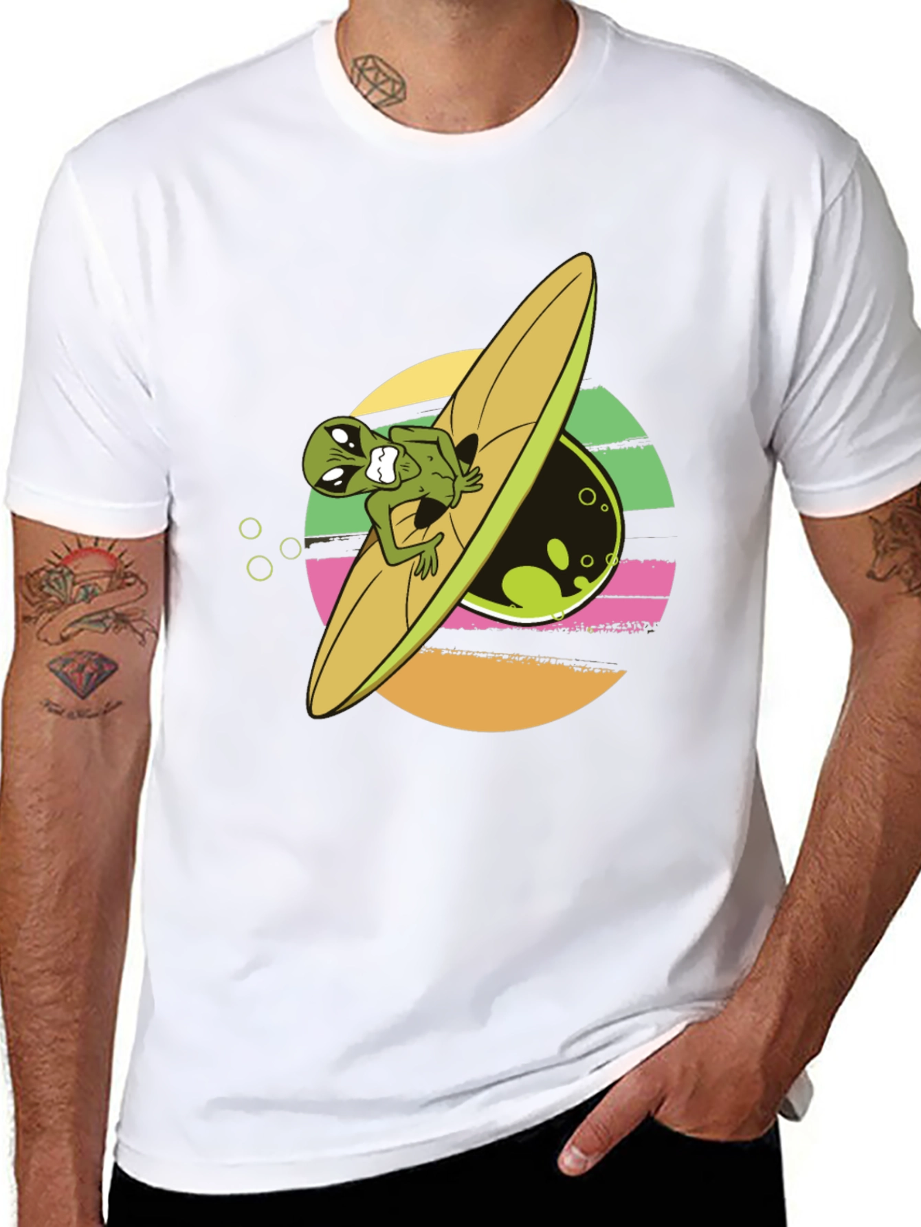 Alien Surfer Graphic Tee - Black T-Shirt